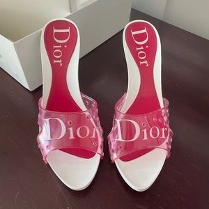 Dior Glossy Mule Rose Clair Blanc
